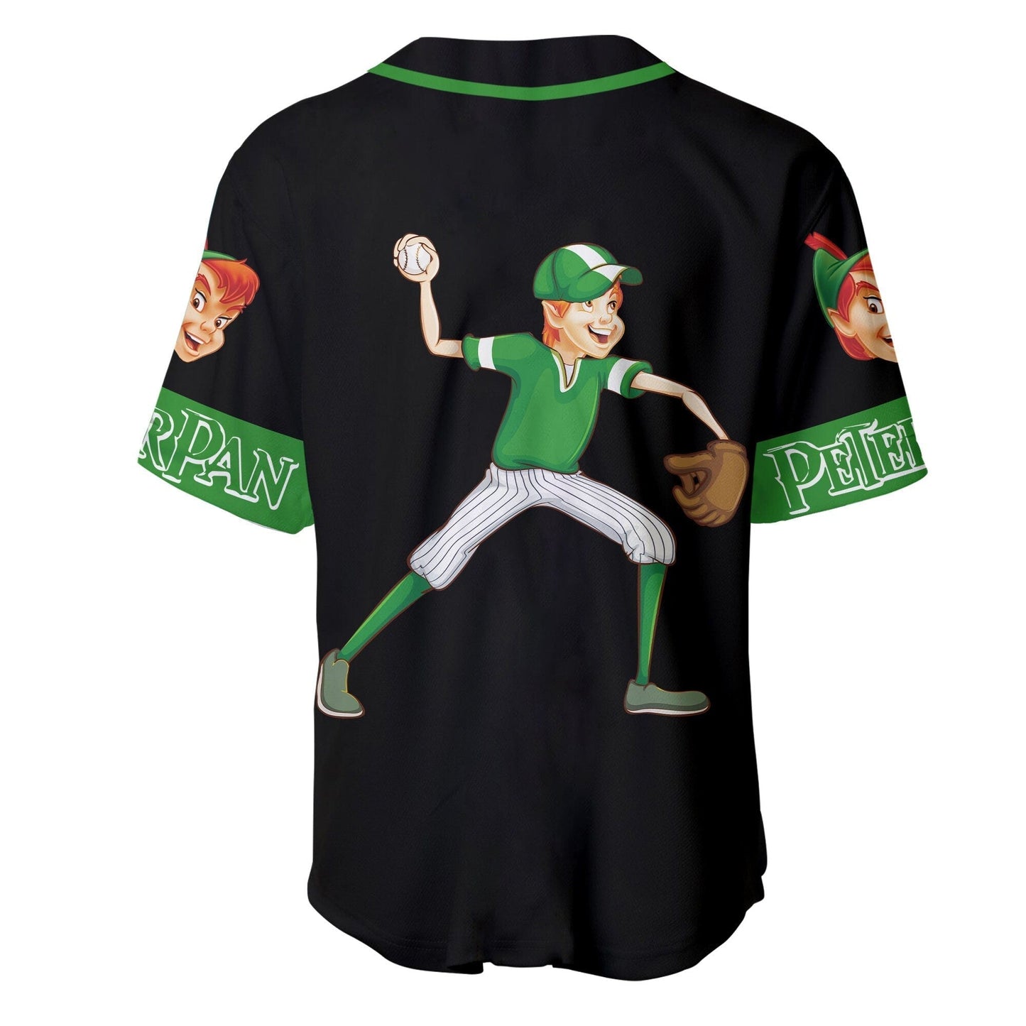 Disney Jersey Disney Peter Pan Playing As Pitcher Graphic Green Black Jersey Shirt Baseball Peter Pan Baseball
