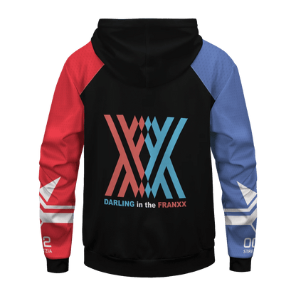  Darling In The Franxx Hoodie Darling In The Franxx Zero Two XX Bee Nest Pattern Black Hoodie Adult Unisex Anime Clothing