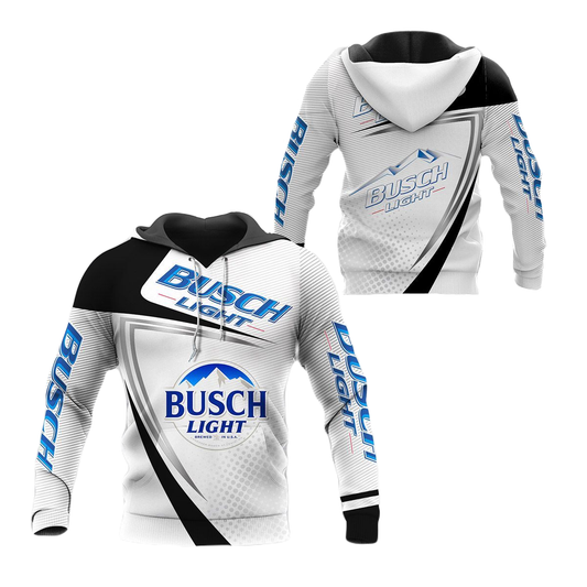 Busch Light Hoodie Busch Light Logo Name T-Shirt White Unisex - Trendy Gift For Men & Women