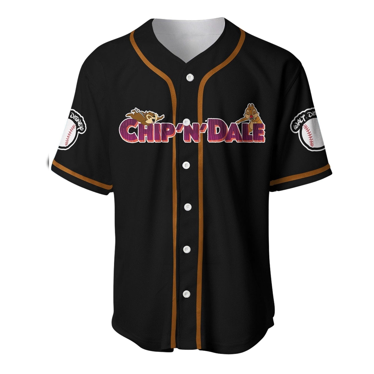 Disney Jersey Walt Disney Chip N Dale Playing Sport Together Graphic Black Jersey Shirt Baseball Chip N Dale Baseball