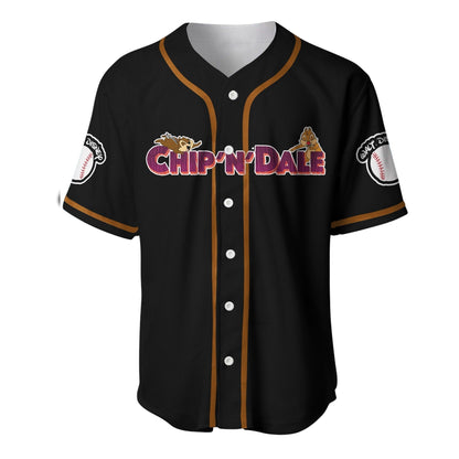 Disney Jersey Walt Disney Chip N Dale Playing Sport Together Graphic Black Jersey Shirt Baseball Chip N Dale Baseball