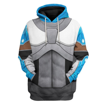 Teen Titan Hoodie Teen Titan Cyborg Cosplay Costume T-Shirt Blue Silver Unisex Adults New Release - Trendy Gift For Men & Women