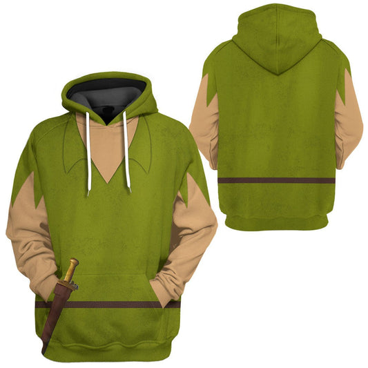 Disney Hoodie Peter Pan Costume T-Shirt Green Unisex Adults New Release - Trendy Gift For Men & Women