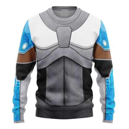 Teen Titan Hoodie Teen Titan Cyborg Cosplay Costume T-Shirt Blue Silver Unisex Adults New Release - Trendy Gift For Men & Women