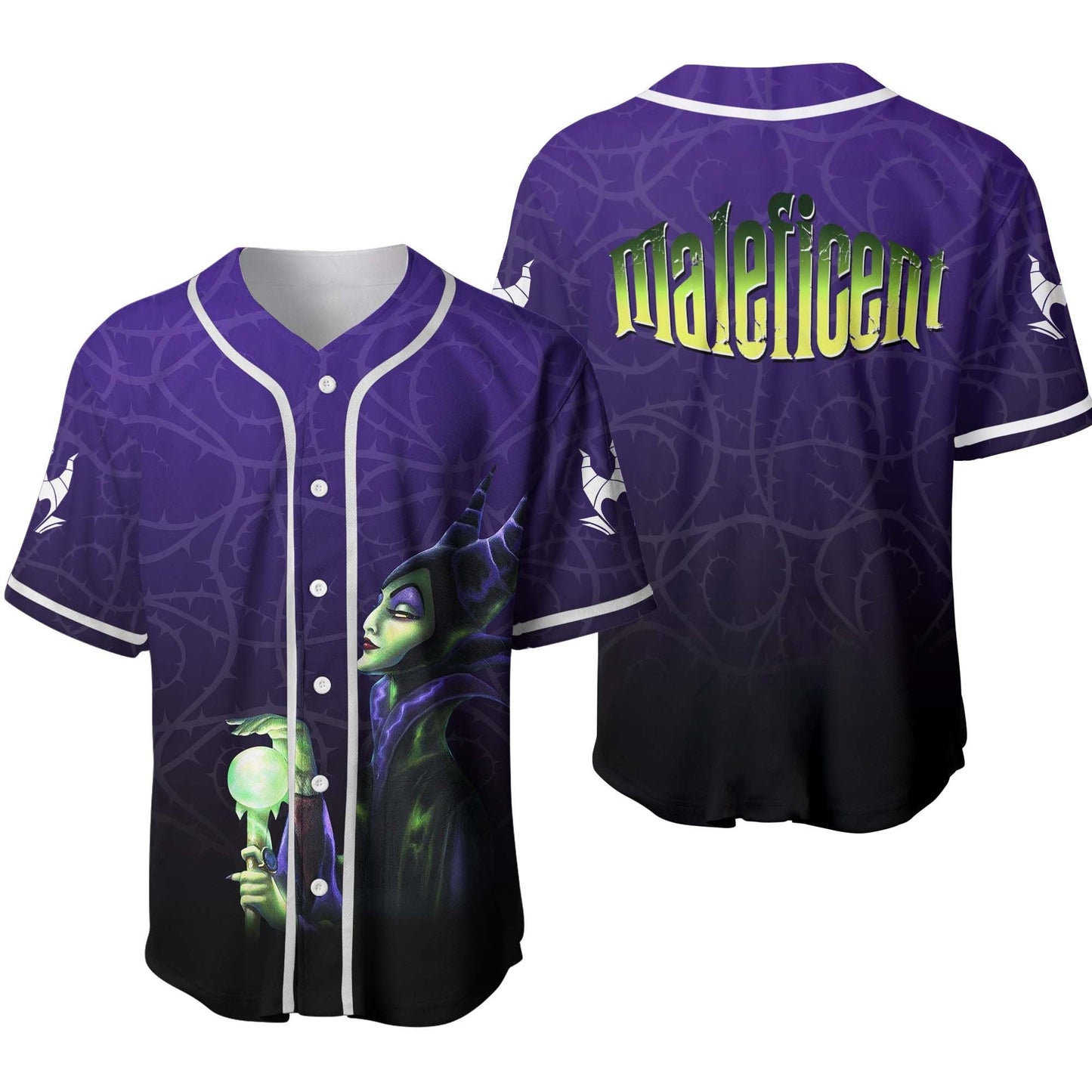 Disney Jersey Disney Villian Maleficent Ombre Purple Black Jersey Shirt Baseball Maleficent Baseball