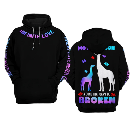 Autism Hoodie Mother And Son A Bond That Cant Be Broken Hoodie Black Unisex - Cozy Hoodie For Cold Weather