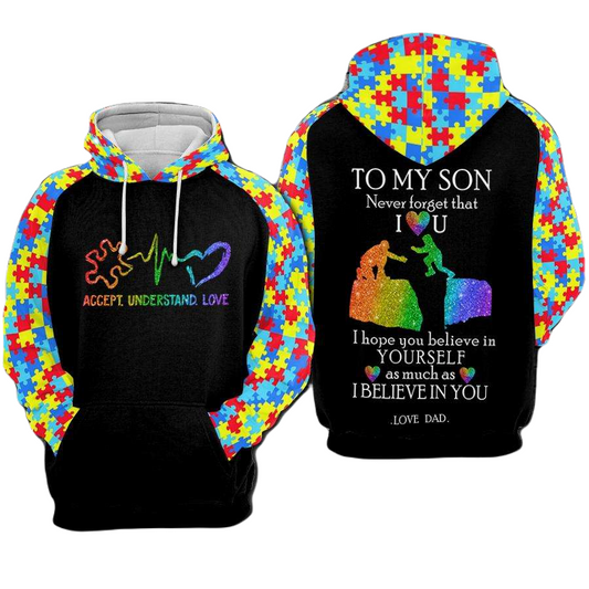 Autism Hoodie Never Forget That I Love You Hoodie Colorful Unisex - Cozy Hoodie For Cold Weather