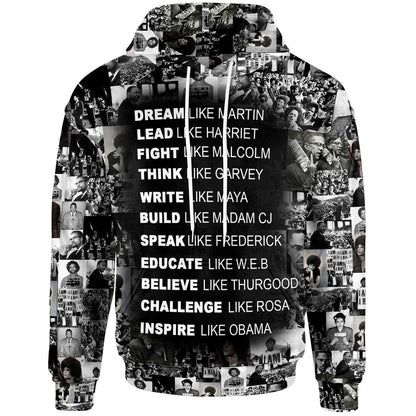 Africa American Hoodie Black Heros Black History Hoodie Black White Unisex - Cozy Hoodie For Cold Weather