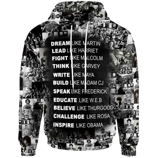 Africa American Hoodie Black Heros Black History Hoodie Black White Unisex - Cozy Hoodie For Cold Weather