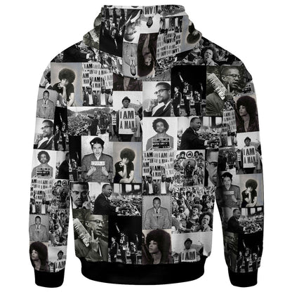 Africa American Hoodie Black Power Civil Right Leader Hoodie Black White Unisex - Cozy Hoodie For Cold Weather