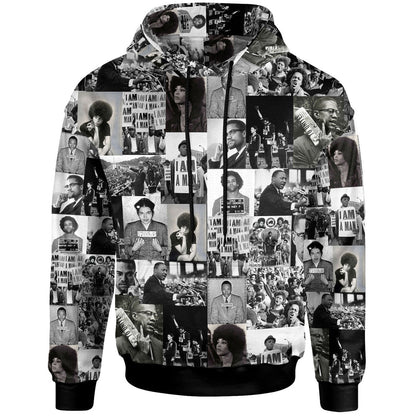 Africa American Hoodie Black Power Civil Right Leader Hoodie Black White Unisex - Cozy Hoodie For Cold Weather