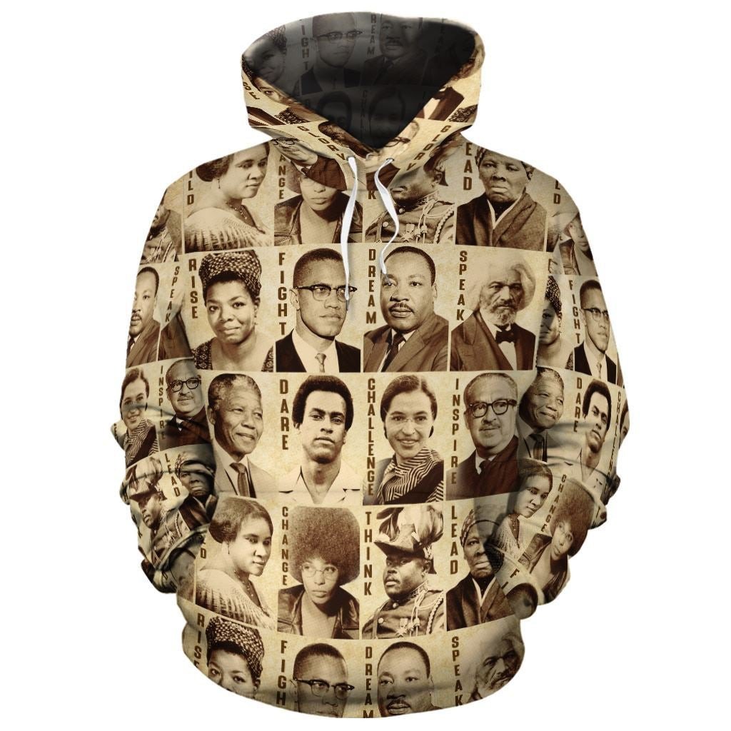 Africa American Hoodie Civil Right Leaders Graphic Hoodie Brown Unisex - Cozy Hoodie For Cold Weather