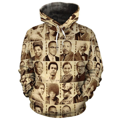Africa American Hoodie Civil Right Leaders Graphic Hoodie Brown Unisex - Cozy Hoodie For Cold Weather