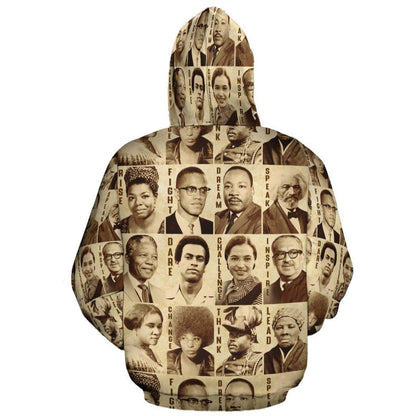Africa American Hoodie Civil Right Leaders Graphic Hoodie Brown Unisex - Cozy Hoodie For Cold Weather