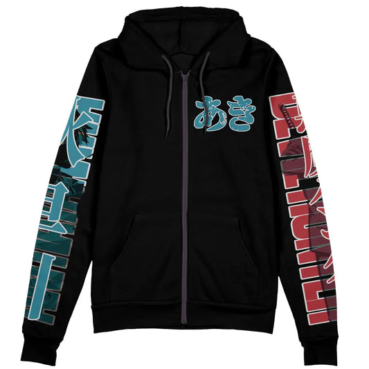 Chainsaw Man Zip Hoodie Aki Hayakawa Public Safety Devil Hunter Zip Hoodie Black Blue Unisex - Cozy Hoodie For Cold Weather