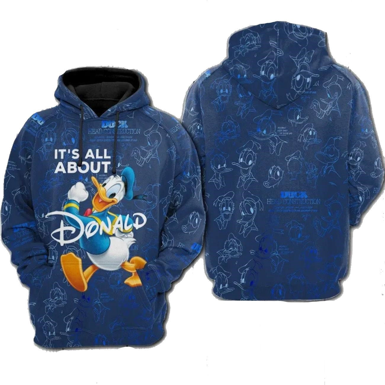 Disney Donald Hoodie All About Donald Duck Hoodie Blue Unisex