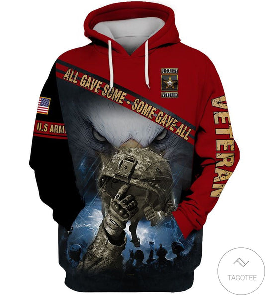 Veteran Hoodie All Gave Some Some Gave All Us Army Veteran Hoodie Red Unisex - Cozy Hoodie For Cold Weather