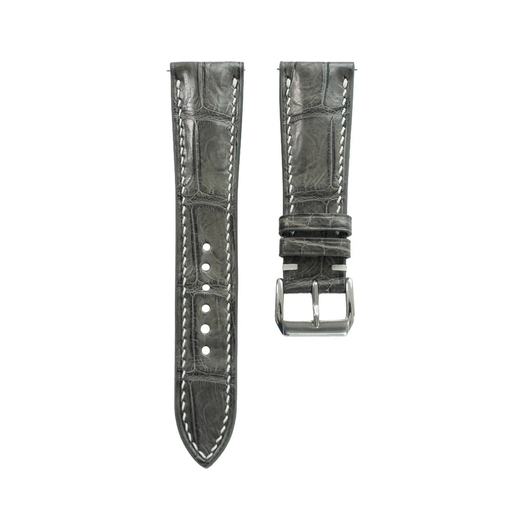 Justvero Dark Gray Standard Alligator Leather Watch Band — original product photo