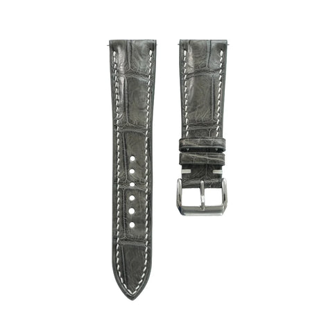 Justvero Dark Gray Standard Alligator Leather Watch Band