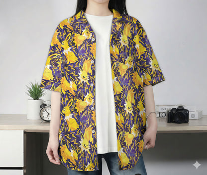 Anime Jolteon Electric Pattern Pokemon Hawaiian Shirt