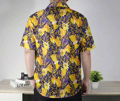 Anime Jolteon Electric Pattern Pokemon Hawaiian Shirt