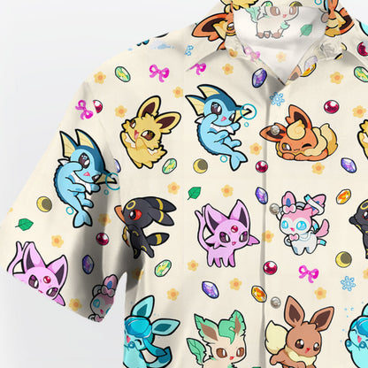 Anime Pokemon Cute Eeveelution Pattern Hawaiian Shirt - Tropi Hawaiian Shirts