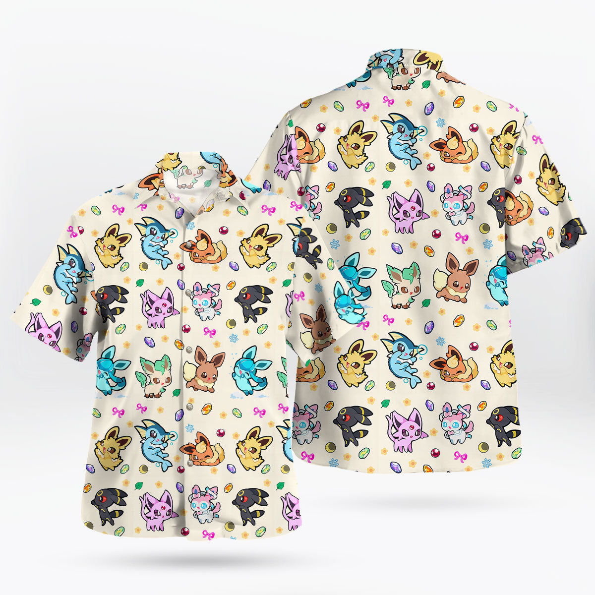 Anime Pokemon Cute Eeveelution Pattern Hawaiian Shirt - Tropi Hawaiian Shirts