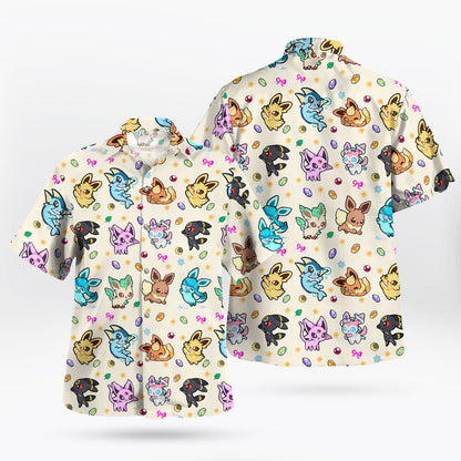 Anime Pokemon Cute Eeveelution Pattern Hawaiian Shirt - Tropi Hawaiian Shirts