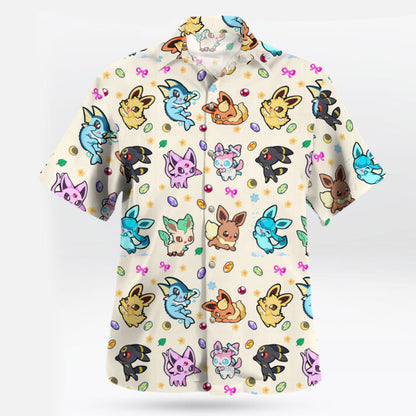 Anime Pokemon Cute Eeveelution Pattern Hawaiian Shirt - Tropi Hawaiian Shirts