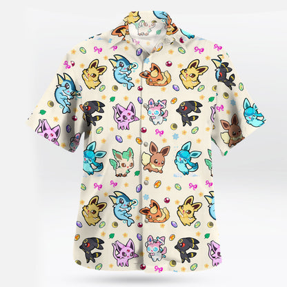 Anime Pokemon Cute Eeveelution Pattern Hawaiian Shirt - Tropi Hawaiian Shirts