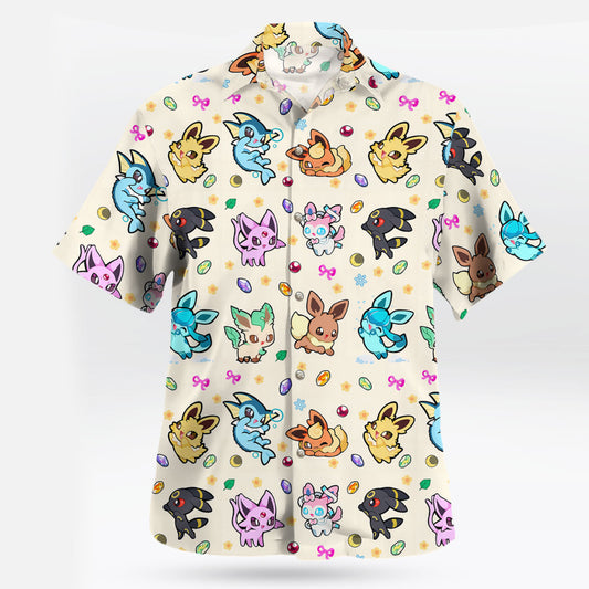 Anime Pokemon Cute Eeveelution Pattern Hawaiian Shirt - Tropi Hawaiian Shirts