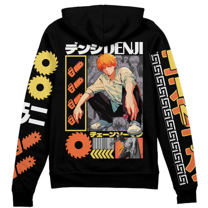 Chainsaw Man Zip Hoodie Denji Chainsaw Devil Man Zip Hoodie Black Unisex - Cozy Hoodie For Cold Weather