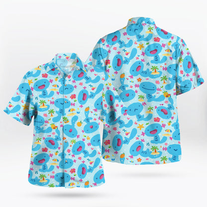 Aqua Blue Mudkip Pokemon Kawaii Tropical Hawaiian Shirt