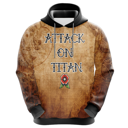 Attack On Titan Hoodie Attack On Titan Garrison Flower Hoodie Brown Unisex - Cozy Hoodie For Cold Weather