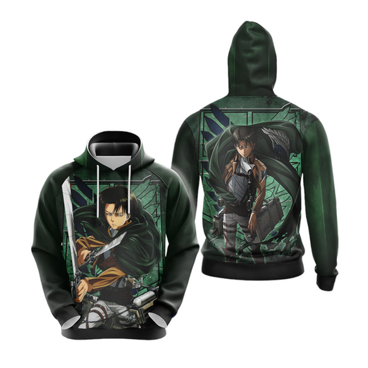 Attack On Titan Hoodie Levi Ackerman Attack On Titan Graphic Hoodie Green Unisex - Cozy Hoodie For Cold Weather