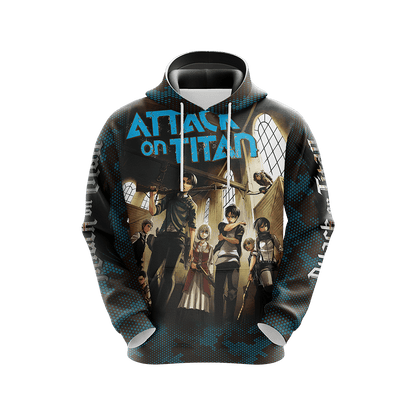 Attack On Titan Hoodie Attack On Titan Characters Graphic Hoodie Blue Black Unisex - Cozy Hoodie For Cold Weather