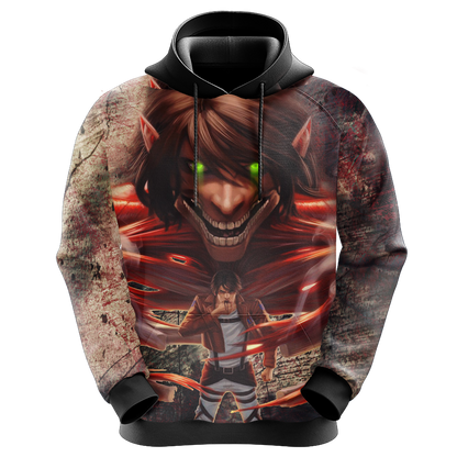 Attack On Titan Hoodie Eren Yeager Transform Titan Hoodie Brown Unisex - Cozy Hoodie For Cold Weather