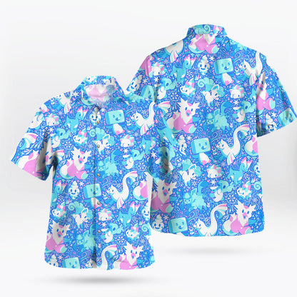 Aurora Beam Hawaiian Shirt – Light Blue Cosmic Vibes - Tropi Hawaiian Shirts