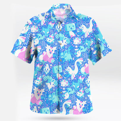 Aurora Beam Hawaiian Shirt – Light Blue Cosmic Vibes - Tropi Hawaiian Shirts