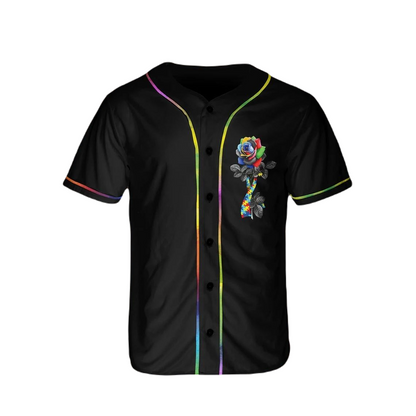 Autism Baseball Jersey Autism Accept Understand Love Rose Jersey Shirt Black Unisex