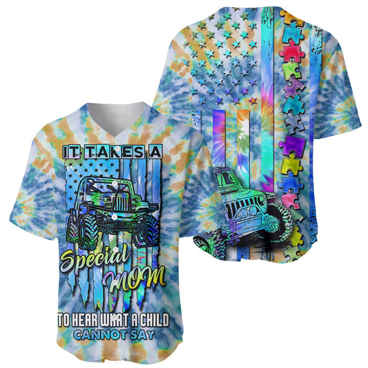 Autism Baseball Jersey It Takes a Special Mom to Hear a Child Jersey Shirt Blue Unisex