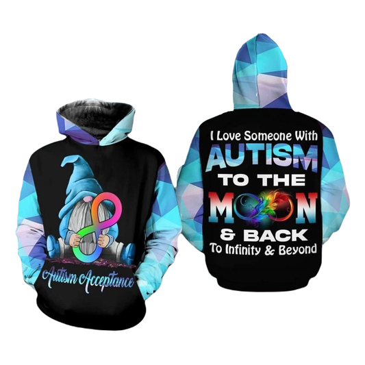 Autism Hoodie I Love Someone With Autism To Infinity Hoodie Black Blue Unisex - Cozy Hoodie For Cold Weather