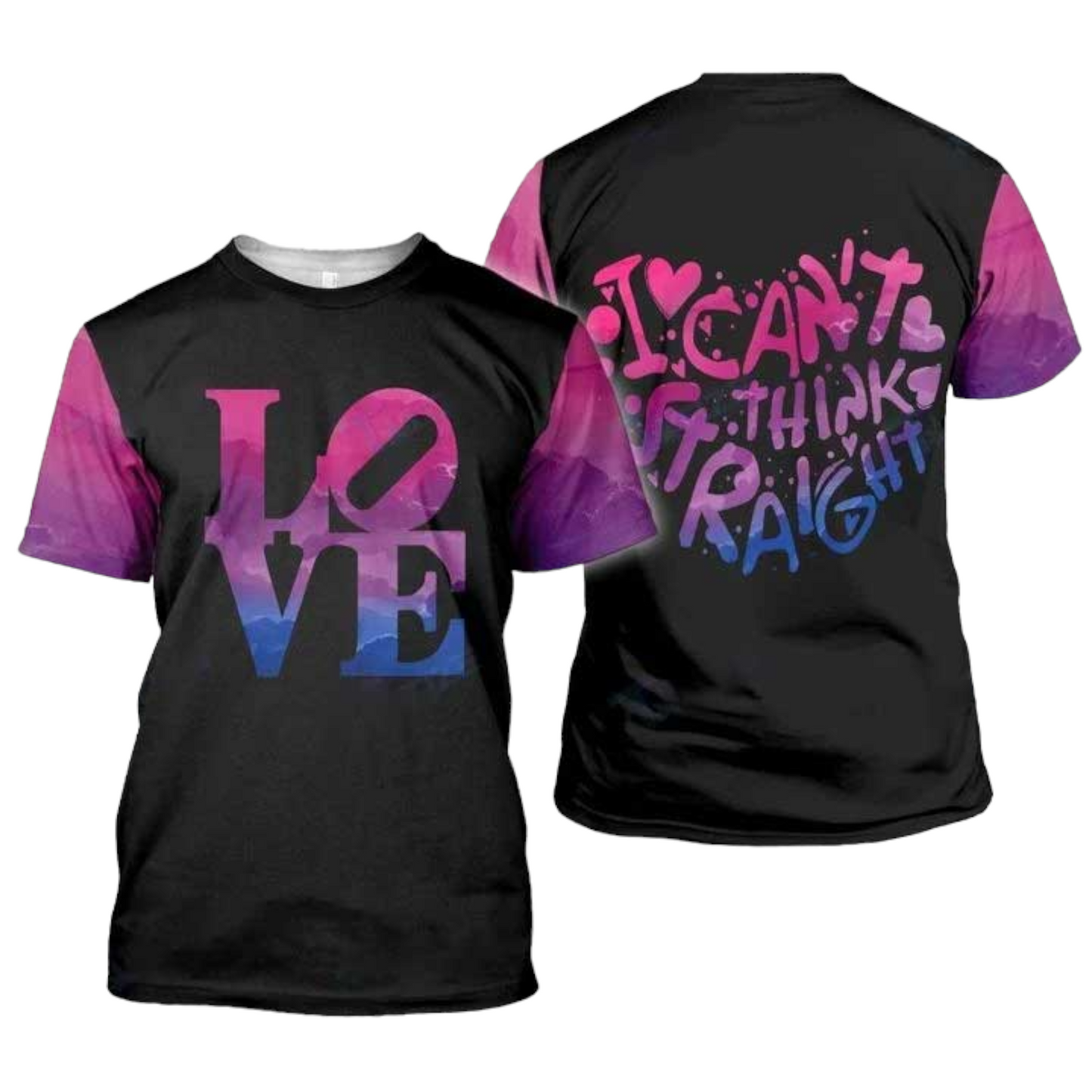 Lgbt T-Shirt Bi Pride I Can'T Think Straight T-Shirt Black Pink Unisex - Trendy Gift For Men & Women
