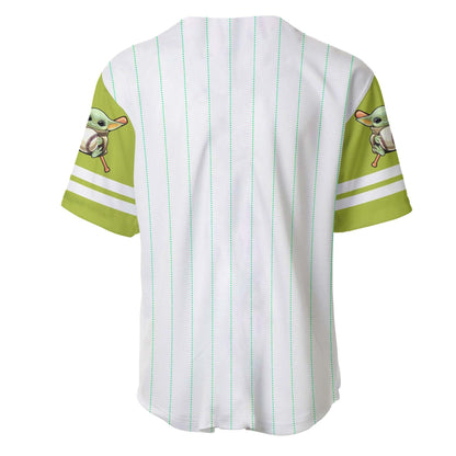 Star Wars Baseball Jersey Baby Grogu Holds Ball Star Wars Jersey Shirt White Green Unisex Adult New Release