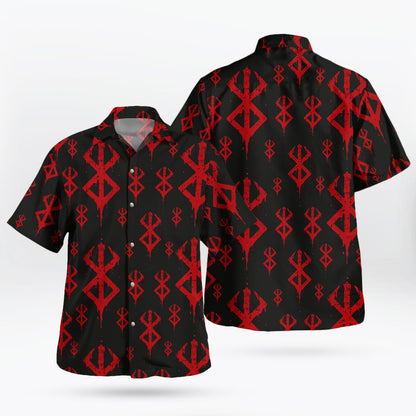 Berserk Brand of Sacrifice Black Red Pattern Anime Hawaiian Shirt