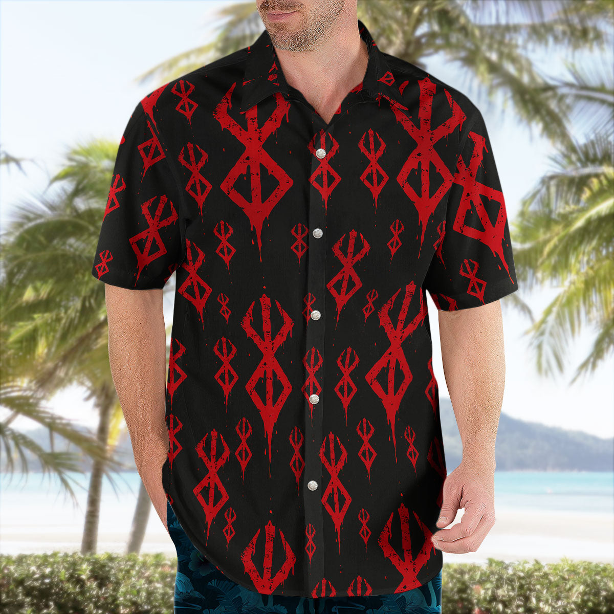 Berserk Brand of Sacrifice Black Red Pattern Anime Hawaiian Shirt