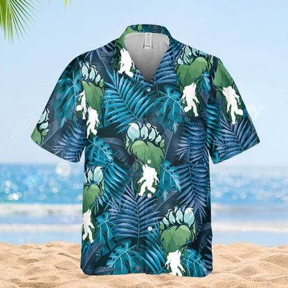 Bigfoot Blue Hawaiian Shirt