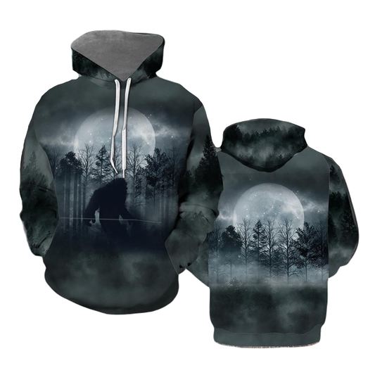 Bigfoot Hoodie Bigfoot In The Night Moonlight T-Shirt Black Unisex - Trendy Gift For Men & Women
