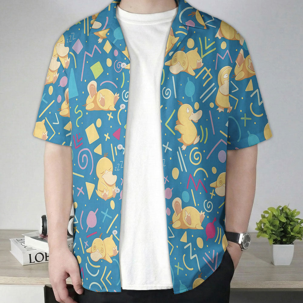 Psyduck Retro Pattern Pokémon Hawaiian Shirt