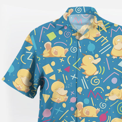 Psyduck Retro Pattern Pokémon Hawaiian Shirt